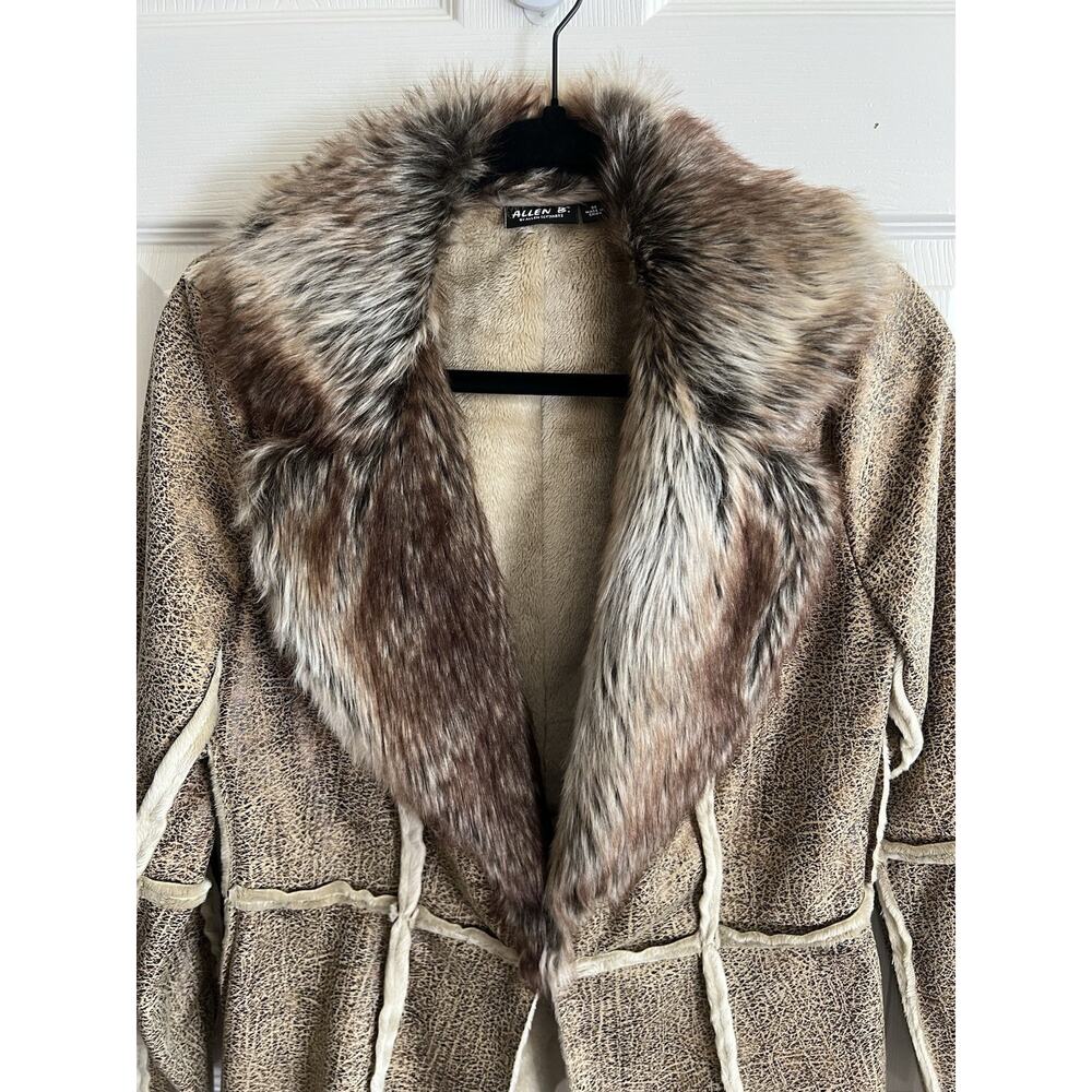 ALLEN B. BY ALLEN SCHWARTZ VTG Y2K Faux Fur Suede Penny Lane Patchwork Jacket M - Picture 2 of 15
